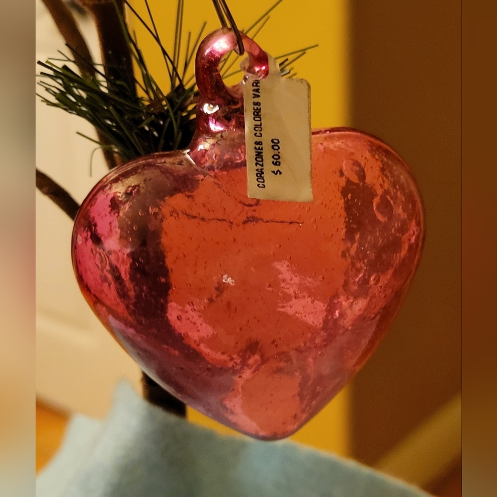 Blown Glass Pink Heart Ornament